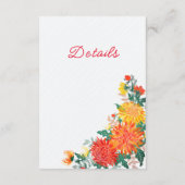 Carte D'accompagnement Mariage Pastel Orange Yellow Spring Dahlia Fleurs (Dos)