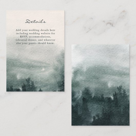 Carte D'accompagnement Mariage paysager de la forêt d'aquarelles Abstrait (Devant / Derrière)