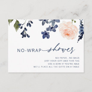 Carte D'accompagnement Mariage Peach & Blue Floral Sans Emballage
