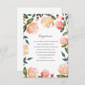 Carte D'accompagnement Mariage Peach Peonies Insérer (Devant / Derrière)