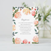 Carte D'accompagnement Mariage Peach Peonies Insérer (Debout devant)