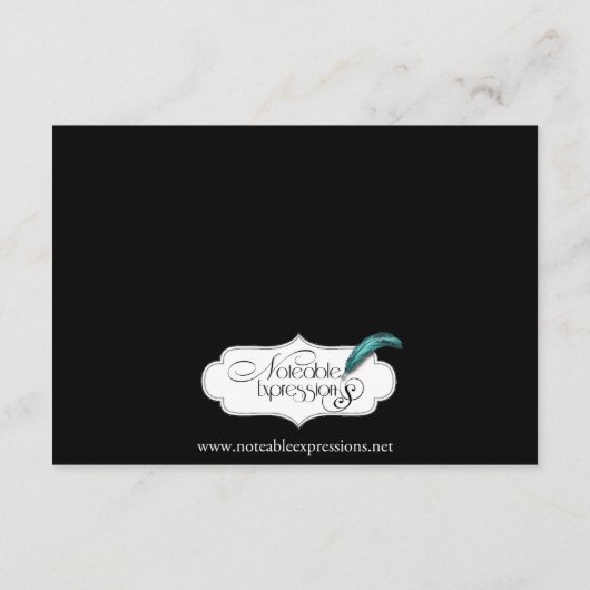 Carte D'accompagnement Mariage Peacock Art Déco Noir et Or (Dos)