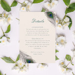 Carte D'accompagnement Mariage Peacock vintage<br><div class="desc">Ce design mariage de style vintage beige présente un design époustouflant de plumes de paon bleu et vert vif, lui donnant un look unique et élégant. L'arrière - plan beige dégage une atmosphère chaleureuse et accueillante, évoquant une sensation de nostalgie et d'intemporalité. Le design en plumes de paon bleu et...</div>