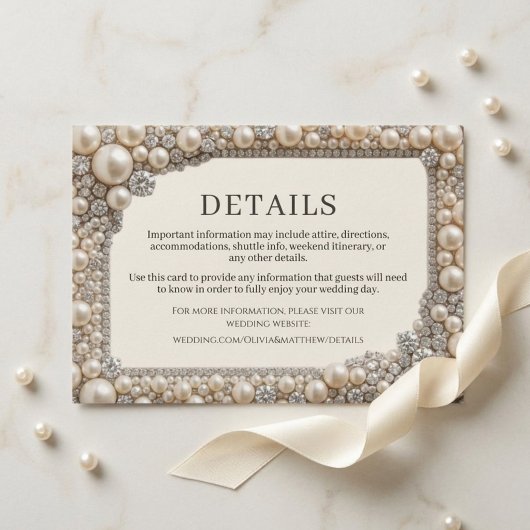 Carte D'accompagnement Mariage Perles Élégantes