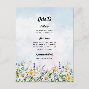 Carte D'accompagnement Mariage personnalisé aquarelle fleur sauvage Bohèm