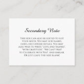 Carte D'accompagnement Mariage personnalisé do-it-yourself simple Noir &  (Dos)