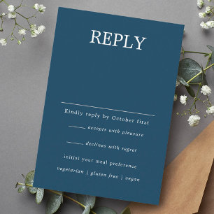 Carte D'accompagnement Mariage personnalisé minimaliste bleu marine RSVP