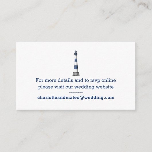 Carte D'accompagnement Mariage phare bleu simple (Devant)