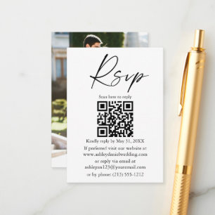 Carte D'accompagnement Mariage photo de script d'encre de calligraphie QR