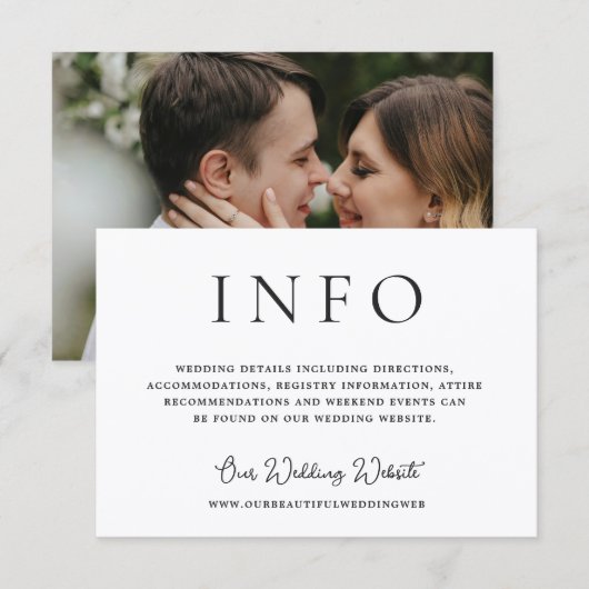Carte D'accompagnement Mariage photo éditorial moderne (Devant / Derrière)