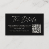 Carte D'accompagnement Mariage photo en noir simple Détails du code QR (Devant)