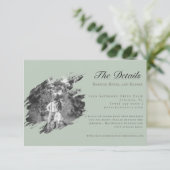 Carte D'accompagnement Mariage photo moderne Brushstroke | Vert sage (Debout devant)