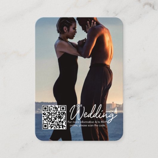 Carte D'accompagnement Mariage photo moderne simple QR Code RSVP (Devant)
