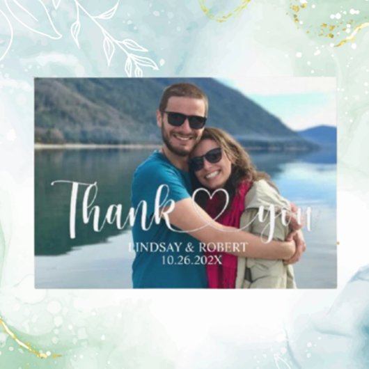 Carte D'accompagnement Mariage Photo personnalisée Merci relaxant moderne