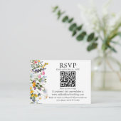 Carte D'accompagnement Mariage photo QR RSVP Fleurs sauvages d'aquarelle (Debout devant)