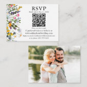 Carte D'accompagnement Mariage photo QR RSVP Fleurs sauvages d'aquarelle (Devant / Derrière)