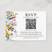 Carte D'accompagnement Mariage photo QR RSVP Fleurs sauvages d'aquarelle (Devant)