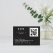 Carte D'accompagnement Mariage Photo RSVP Online QR Code noir (Debout devant)