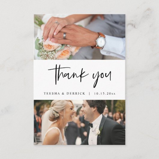 Carte D'accompagnement Mariage Photos Merci, Script simple moderne (Devant)