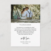 Carte D'accompagnement Mariage Photos Merci, Script simple moderne (Dos)