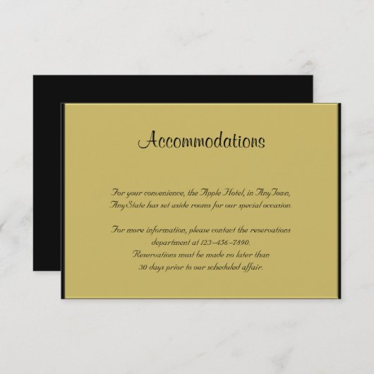 Carte D'accompagnement Mariage Piano Noir et Or (Devant / Derrière)