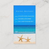 Carte D'accompagnement Mariage plage 2 Starfish dans Sand Rsvp (Dos)
