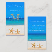 Carte D'accompagnement Mariage plage 2 Starfish dans Sand Rsvp (Devant / Derrière)
