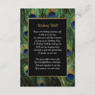Carte D'accompagnement Mariage Plume de Paon - Souhaits de bonheur
