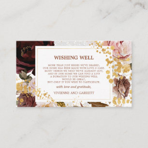 Carte D'accompagnement Mariage Poussiéreux Rose Bourgogne Or