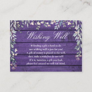 Carte D'accompagnement Mariage puits de souhaits en bois rustique floral