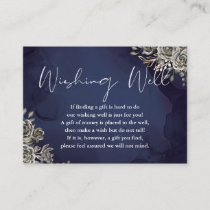 Carte D'accompagnement Mariage Puits de Vœux Floral Gothique Bleu de Minu