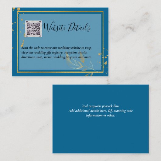 Carte D'accompagnement Mariage QR CODE RSVP DONS DETAILS Website (Devant / Derrière)