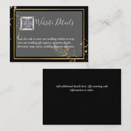 Carte D'accompagnement Mariage QR CODE RSVP DONS DETAILS Website (Devant / Derrière)