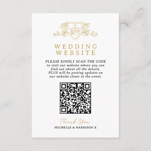 Carte D'accompagnement Mariage QR code site web amour couronne monographi (Dos)