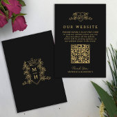 Carte D'accompagnement Mariage QR code site web amour couronne monographi