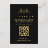 Carte D'accompagnement Mariage QR code site web amour couronne monographi (Dos)