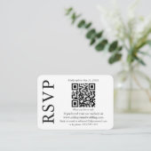 Carte D'accompagnement Mariage QR moderne et élégant noir blanc noir RSVP (Debout devant)