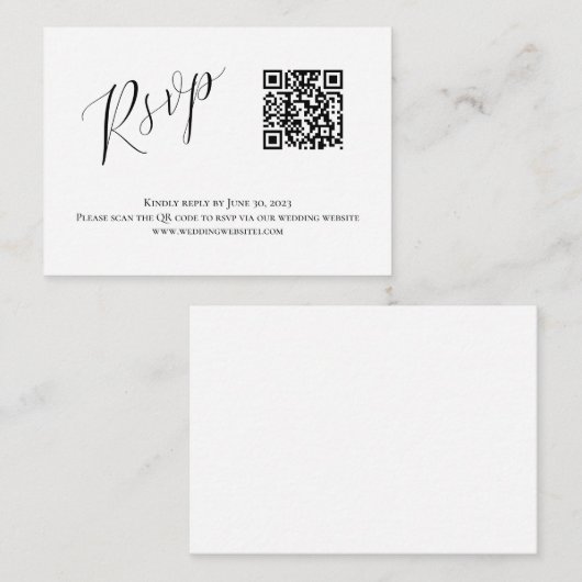Carte D'accompagnement Mariage QR moderne RSVP (Devant / Derrière)