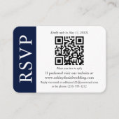 Carte D'accompagnement Mariage QR moderne RSVP bleu et blanc (Devant)