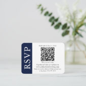 Carte D'accompagnement Mariage QR moderne RSVP bleu et blanc (Debout devant)