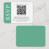 Carte D'accompagnement Mariage QR moderne RSVP Mint vert et blanc (Devant / Derrière)