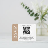 Carte D'accompagnement Mariage QR moderne RSVP Taupe et blanc (Debout devant)