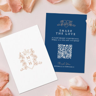 Carte D'accompagnement Mariage QR partage coeur d'amour monographie blanc
