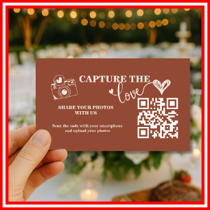 Carte D'accompagnement Mariage QR Rustique Capture L'Amour Orange Brûlée