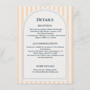 Carte D'accompagnement Mariage rayé pêche et crème