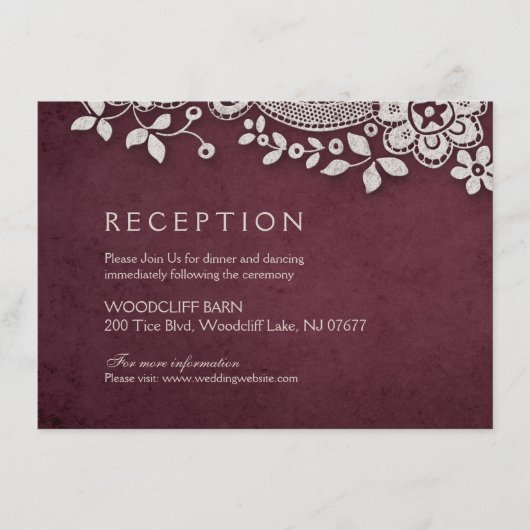 Carte D'accompagnement Mariage récéption rustique dentelle de Bourgogne (Devant)