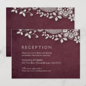 Carte D'accompagnement Mariage récéption rustique dentelle de Bourgogne (Devant / Derrière)