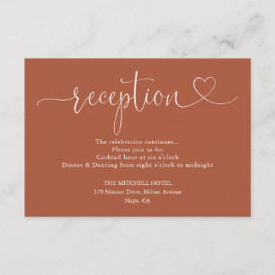 Carte D'accompagnement Mariage Réception Terracotta Heart Script