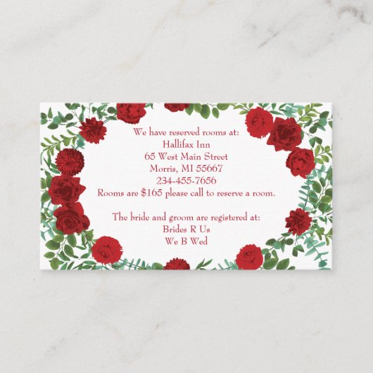 Carte D'accompagnement Mariage Red Rose (Devant)