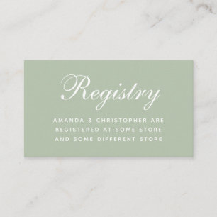 Carte D'accompagnement Mariage Registre Sage Simple Calligraphie Vert